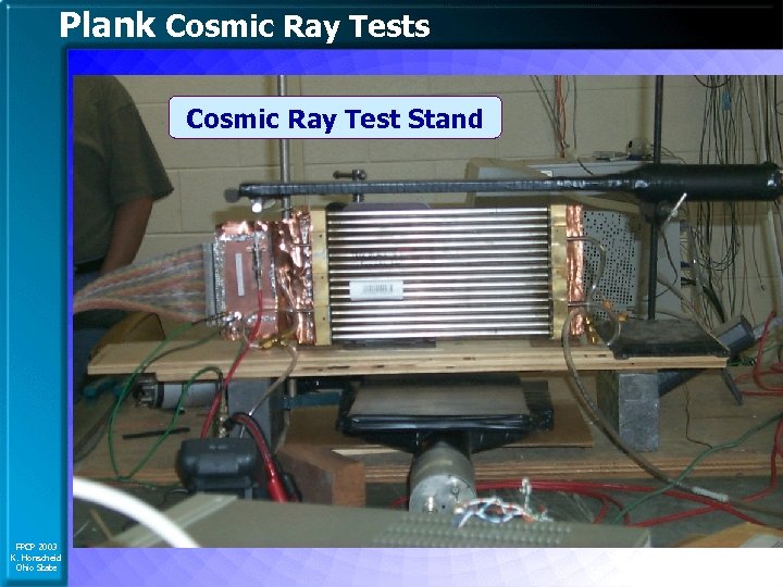 Plank Cosmic Ray Tests Cosmic Ray Test Stand FPCP 2003 K. Honscheid Ohio State