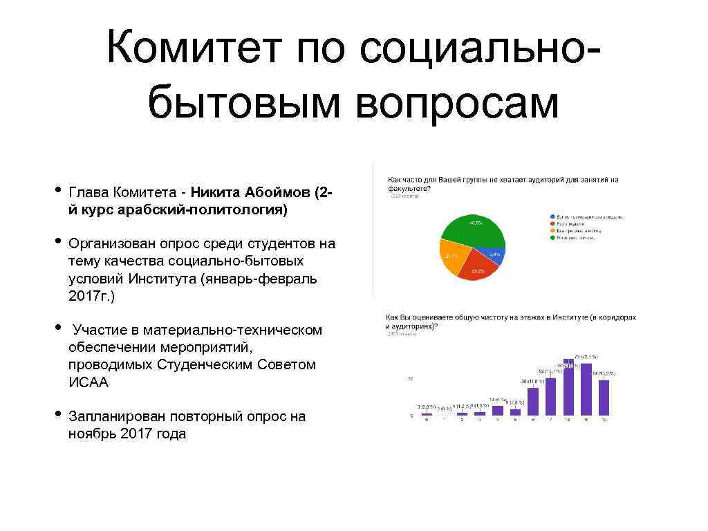 Комитет по социальнобытовым вопросам • Глава Комитета - Никита Абоймов (2 й курс арабский-политология)