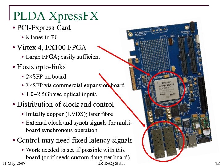 PLDA Xpress. FX • PCI-Express Card • 8 lanes to PC • Virtex 4,