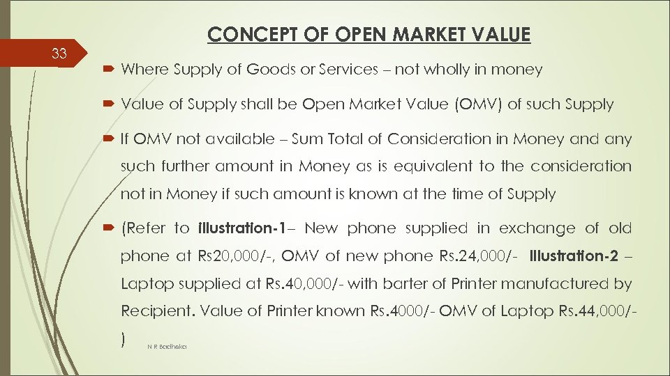 33 CONCEPT OF OPEN MARKET VALUE Where Supply of Goods or Services – not