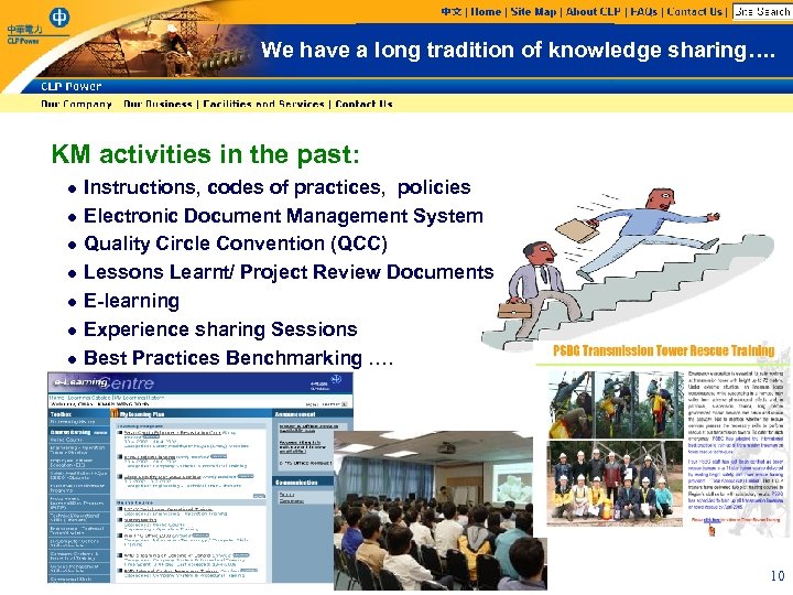 We have a long tradition of knowledge sharing…. KM activities in the past: l