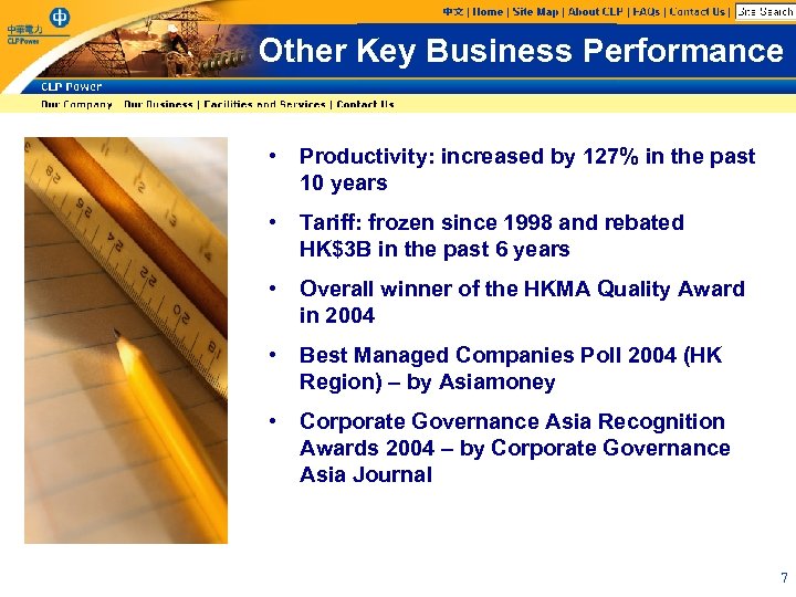 Other Key Business Performance • Productivity: increased by 127% in the past 10 years