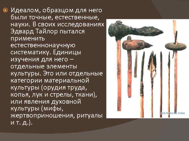  Идеалом, образцом для него были точные, естественные, науки. В своих исследованиях Эдвард Тайлор