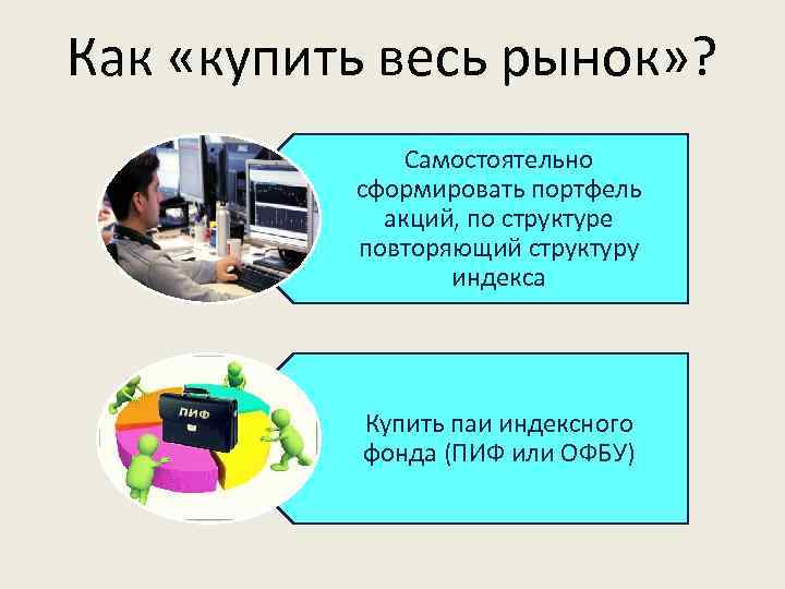 Как «купить весь рынок» ? Самостоятельно сформировать портфель акций, по структуре повторяющий структуру индекса