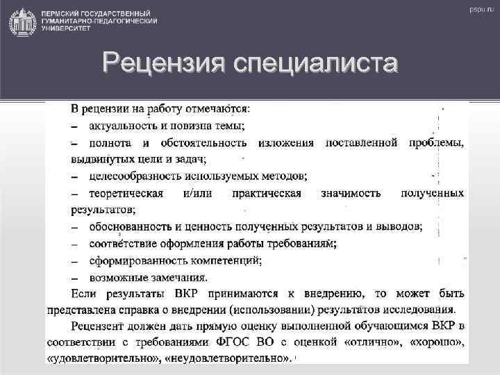 Рецензия специалиста 