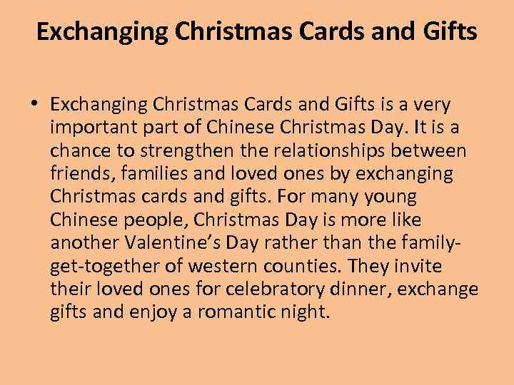 Exchanging Christmas Cards and Gifts • Exchanging Christmas Cards and Gifts is a very