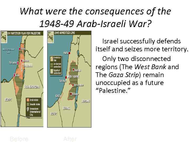 What were the consequences of the 1948 -49 Arab-Israeli War? Israel successfully defends itself