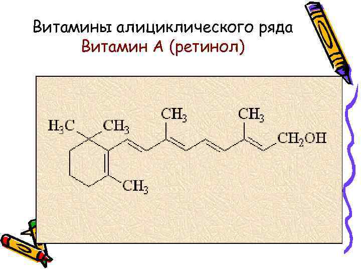 Витамины алициклического ряда Витамин А (ретинол) 