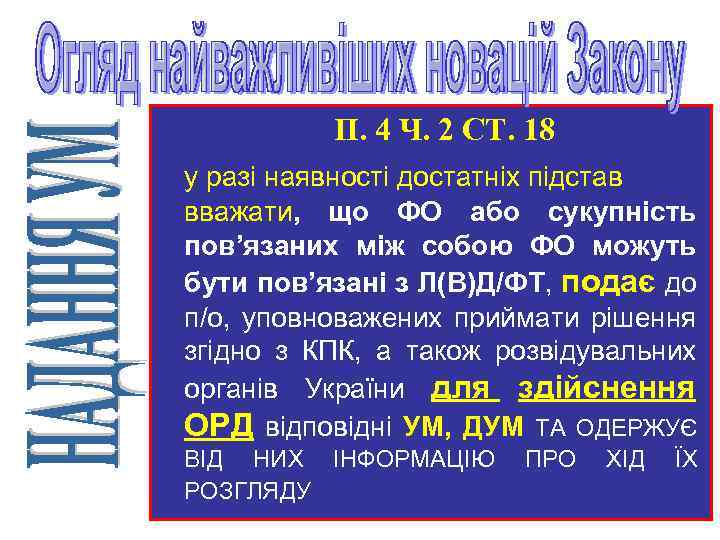 П. 4 Ч. 2 СТ. 18 у разі наявності достатніх підстав вважати, що ФО