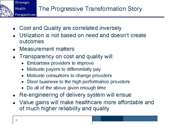 The Progressive Transformation Story Cost and Quality are correlated inversely Utilization is not based