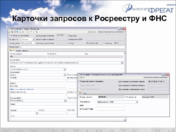 Карточки запросов к Росреестру и ФНС 