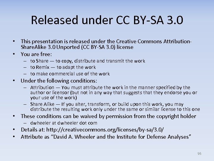 Released under CC BY-SA 3. 0 • This presentation is released under the Creative