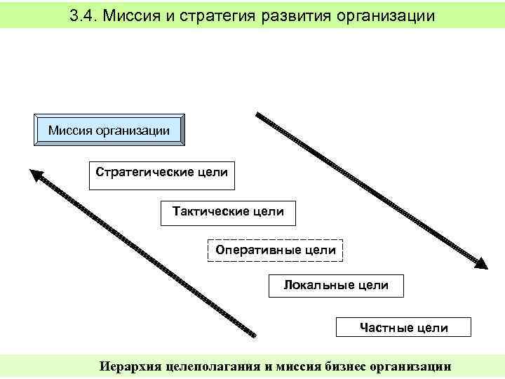 3. 4. Миссия и стратегия развития организации Миссия организации Стратегические цели Тактические цели Оперативные