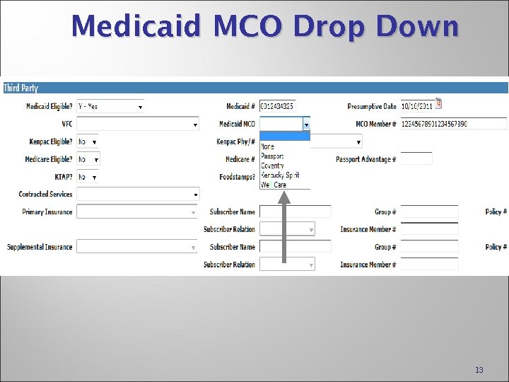 Medicaid MCO Drop Down 13 
