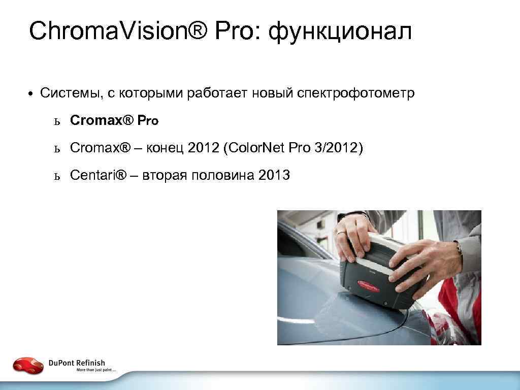 Chroma. Vision® Pro: функционал • Системы, с которыми работает новый спектрофотометр ь Cromax® Pro