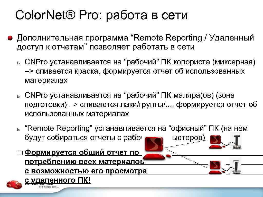 Color. Net® Pro: работа в сети Дополнительная программа “Remote Reporting / Удаленный доступ к