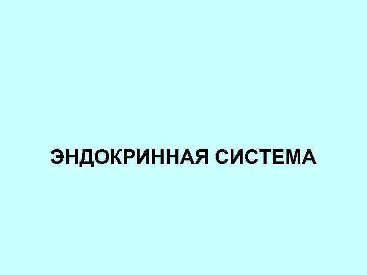 ЭНДОКРИННАЯ СИСТЕМА 