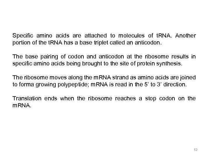 Specific amino acids are attached to molecules of t. RNA. Another portion of the