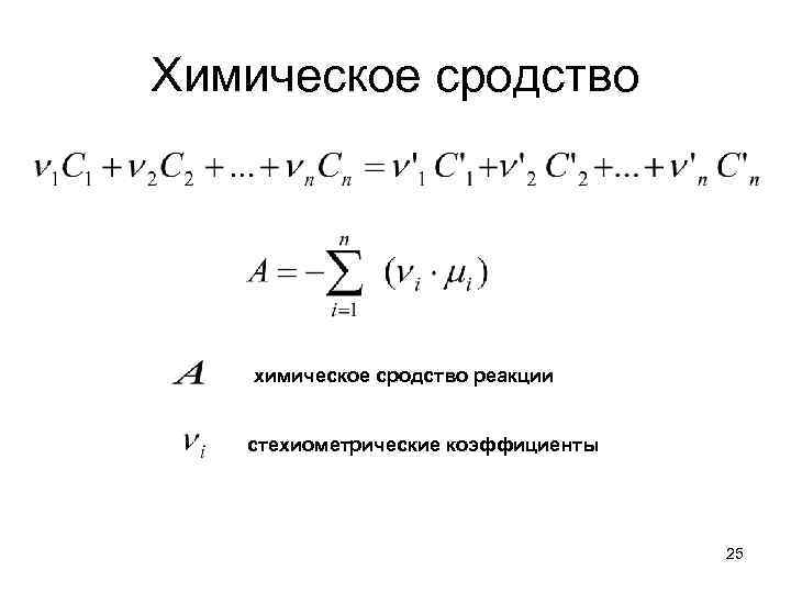 Химическое сродство химическое сродство реакции стехиометрические коэффициенты 25 