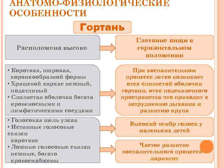 АНАТОМО-ФИЗИОЛОГИЧЕСКИЕ ОСОБЕННОСТИ Гортань Расположена высоко Глотание пищи в горизонтальном положении • Короткая, широкая, воронкообразной