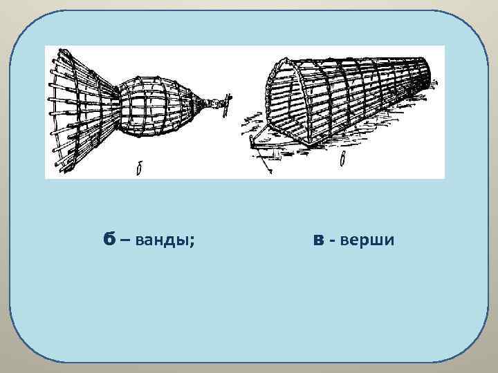 б – ванды; в - верши 