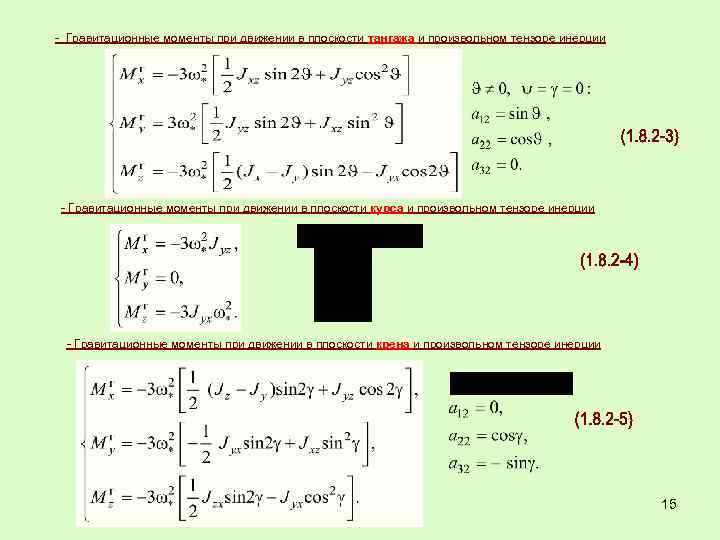 - Гравитационные моменты при движении в плоскости тангажа и произвольном тензоре инерции - Гравитационные