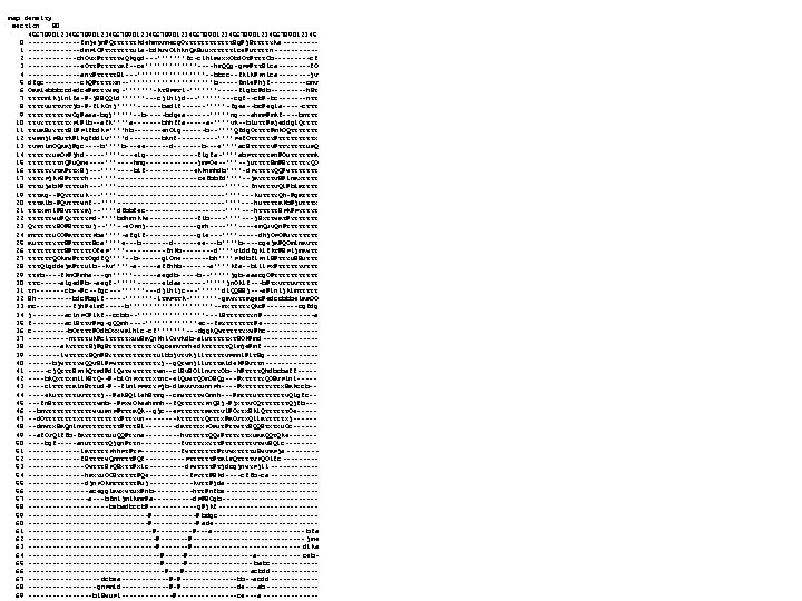 map density section 80 456789012345678901234567890123456789012345 0 -------fmjejm@QZZZZZZkdehm. TVmecg. OYZZZZZZSg@j. SZZZZYka ----1 -------dm. Pl. O@TXZZZZZUia-bdk.