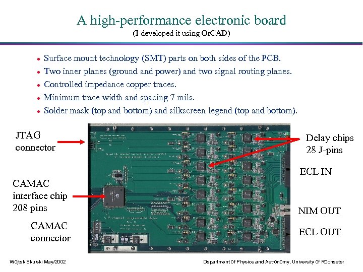 A high-performance electronic board (I developed it using Or. CAD) Surface mount technology (SMT)
