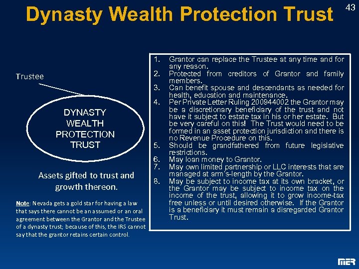 Dynasty Wealth Protection Trust 1. 2. Trustee 3. 4. DYNASTY WEALTH PROTECTION TRUST Assets