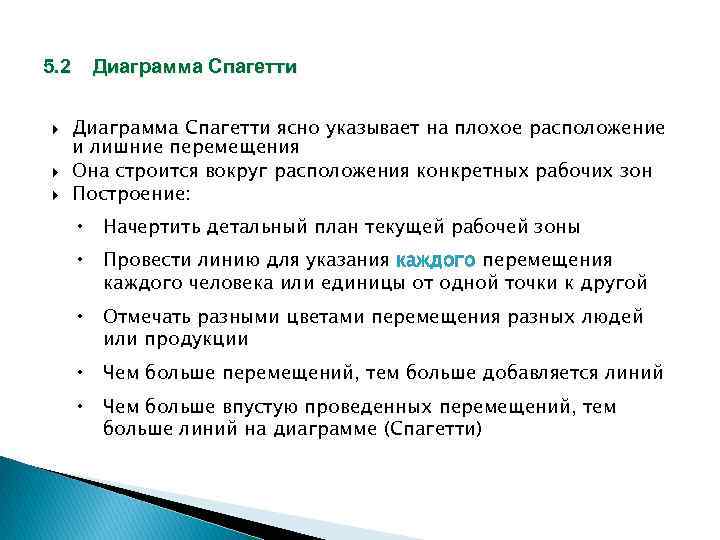 5. 2 Диаграмма Спагетти ясно указывает на плохое расположение и лишние перемещения Она строится