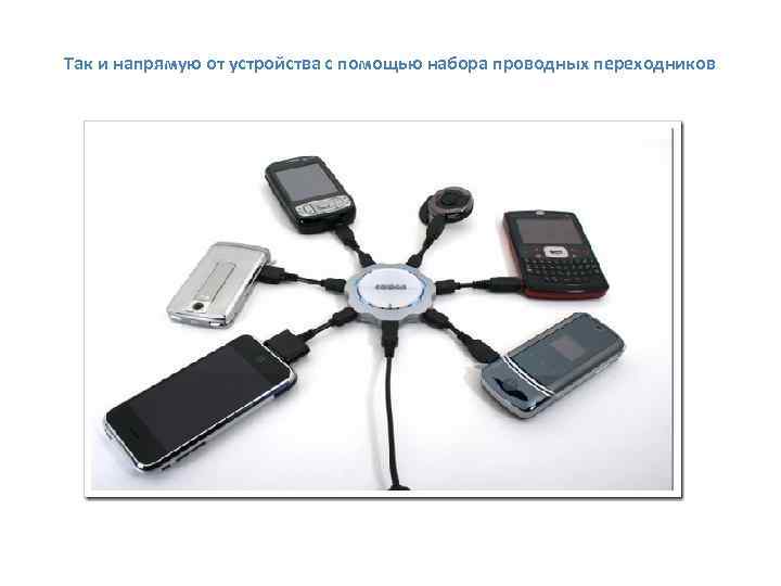 Так и напрямую от устройства с помощью набора проводных переходников 