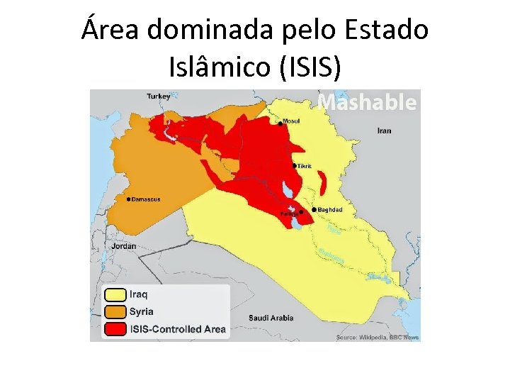 Área dominada pelo Estado Islâmico (ISIS) 