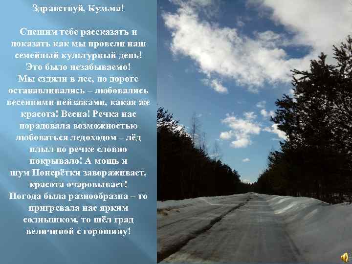 Здравствуй, Кузьма! Спешим тебе рассказать и показать как мы провели наш семейный культурный день!