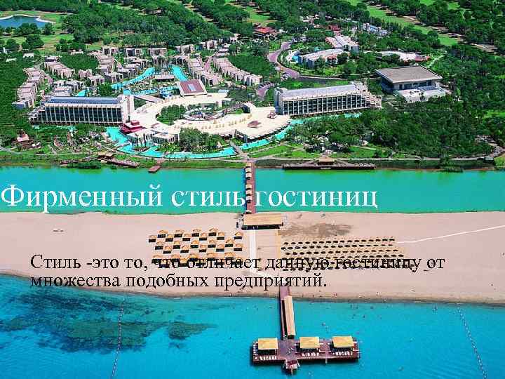 Фирменный стиль гостиниц Стиль -это то, что отличает данную гостиницу от множества подобных предприятий.