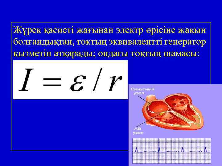 Жүрек қасиеті жағынан электр өрісіне жақын болғандықтан, токтың эквивалентті генератор қызметін атқарады; ондағы тоқтың