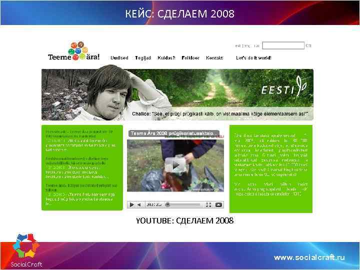 КЕЙС: СДЕЛАЕМ 2008 YOUTUBE: СДЕЛАЕМ 2008 www. socialcraft. ru 