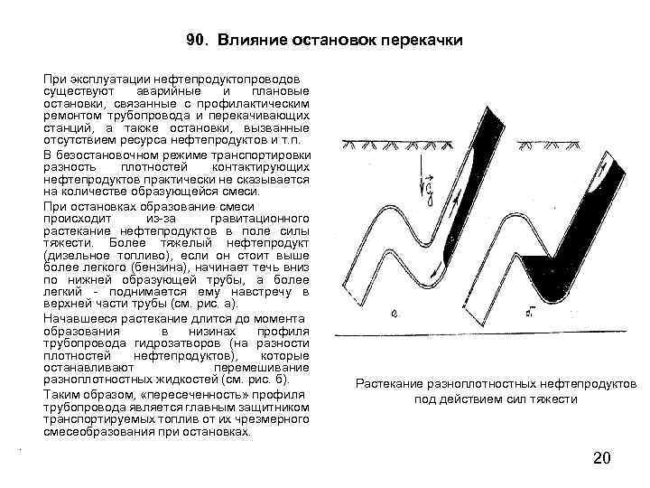 90. Влияние остановок перекачки При эксплуатации нефтепродуктопроводов существуют аварийные и плановые остановки, связанные с