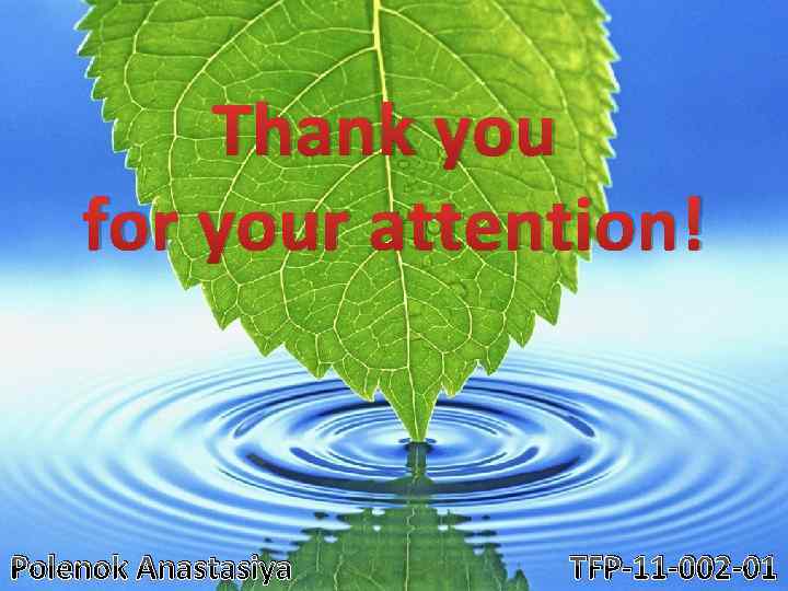 Thank you for your attention! Polenok Anastasiya TFP-11 -002 -01 
