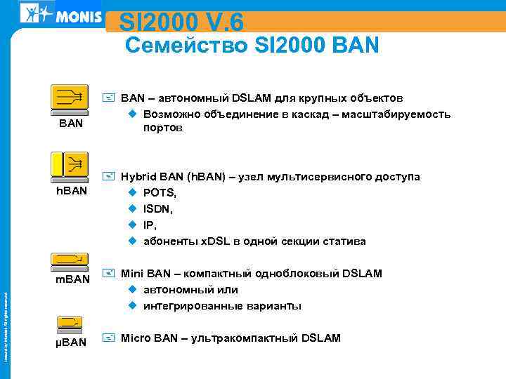 SI 2000 V. 6 Семейство SI 2000 BAN h. BAN Issued by Iskratel; All