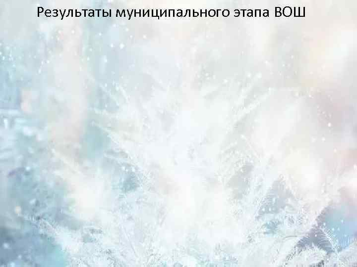 Результаты муниципального этапа ВОШ 