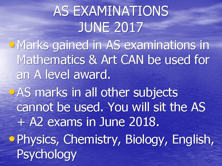AS EXAMINATIONS JUNE 2017 • Marks gained in AS examinations in Mathematics & Art