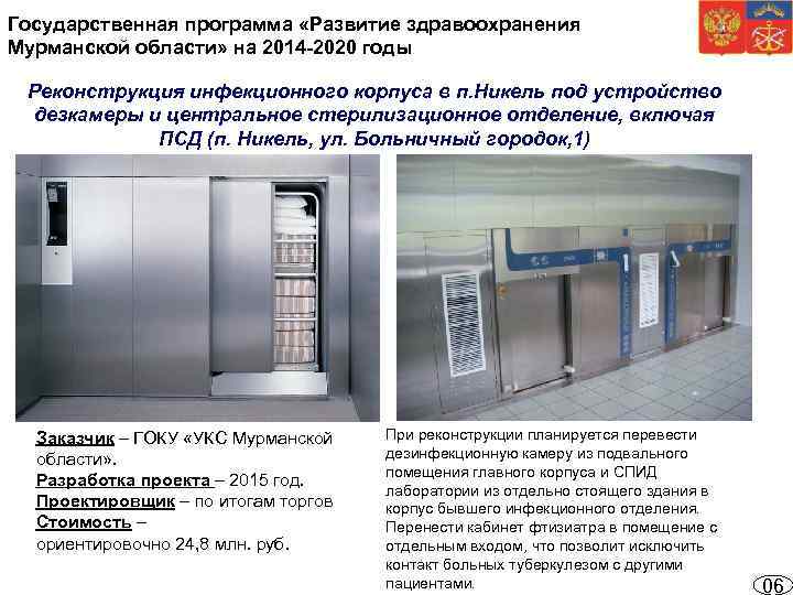 Государственная программа «Развитие здравоохранения Мурманской области» на 2014 -2020 годы Реконструкция инфекционного корпуса в