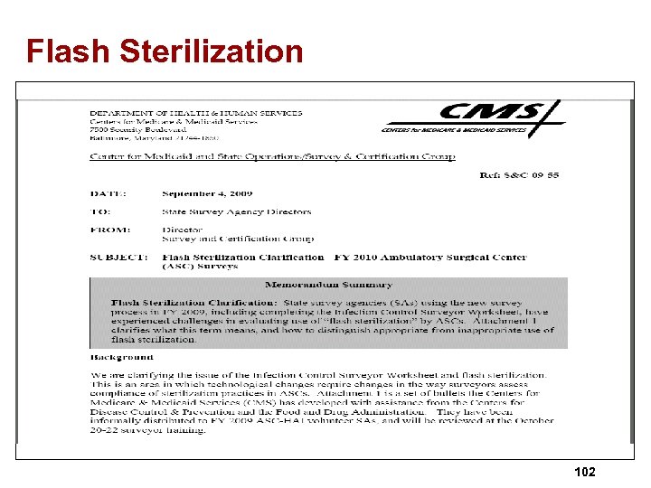 Flash Sterilization 102 