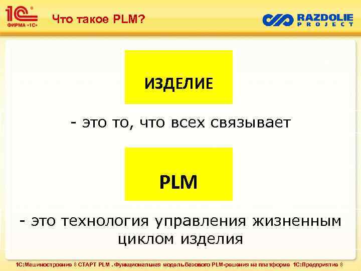 Что такое PLM? ИЗДЕЛИЕ - это то, что всех связывает PLM - это технология