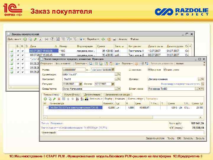 Заказ покупателя 1 С: Машиностроение 8 СТАРТ PLM. Функциональная модель базового PLM-решения на платформе