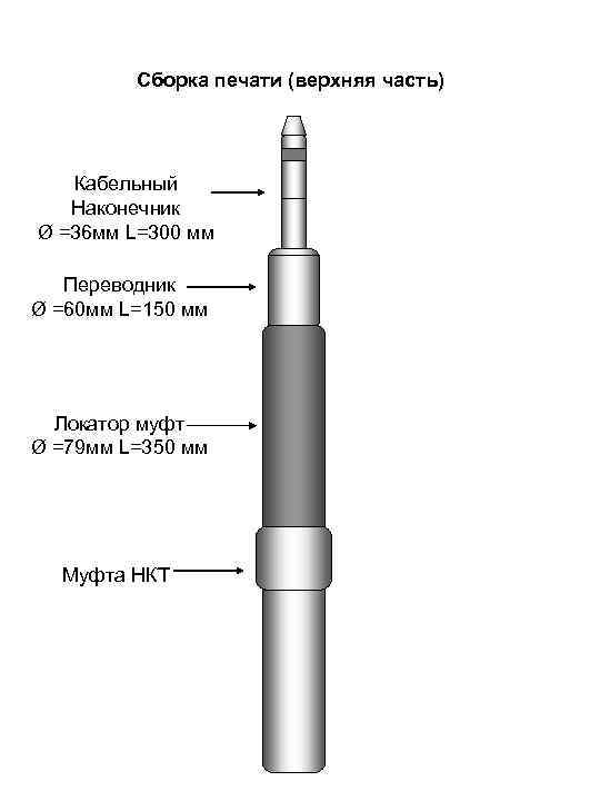 Сборка печати (верхняя часть) Кабельный Наконечник Ø =36 мм L=300 мм Переводник Ø =60