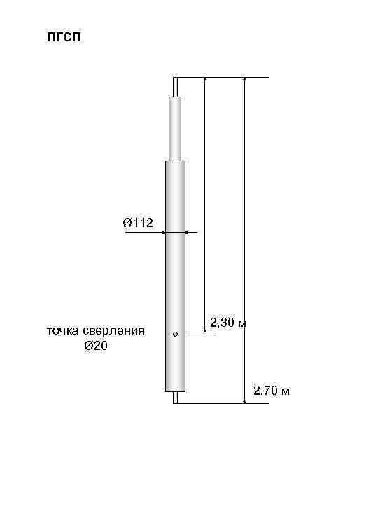 ПГСП Ø 112 точка сверления Ø 20 2, 30 м 2, 70 м 