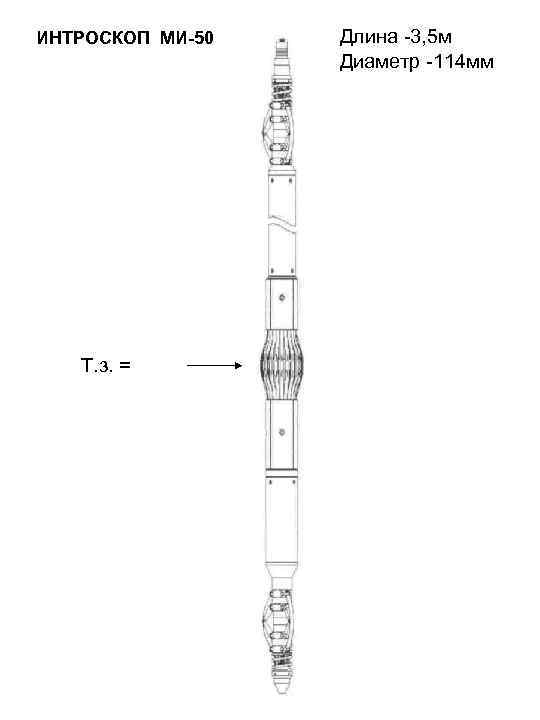 ИНТРОСКОП МИ-50 Т. з. = Длина -3, 5 м Диаметр -114 мм 