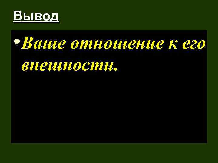 Вывод • Ваше отношение к его внешности. 