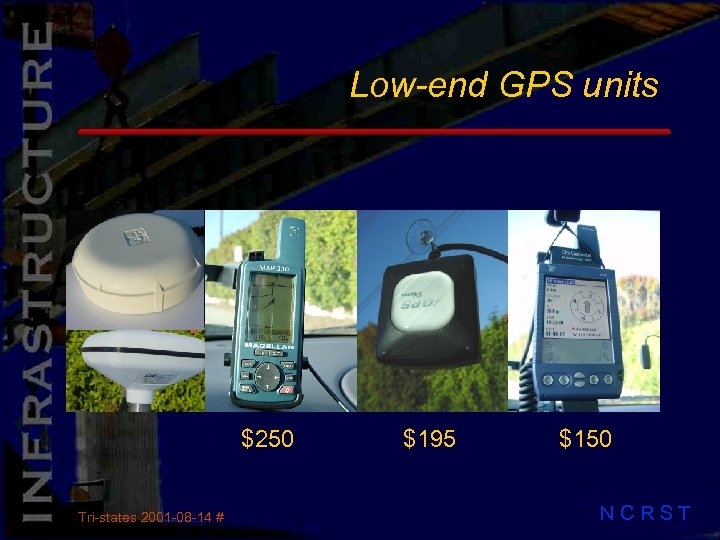 Low-end GPS units $250 Tri-states 2001 -08 -14 # $195 $150 NCRST 